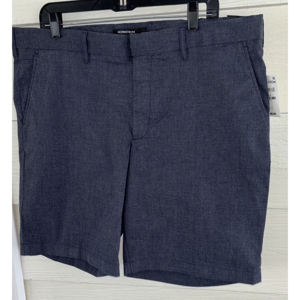 Nordstrom Chino Shorts Mens 40 Gray Tech Smart Coolmax Stretch Slim Fit New